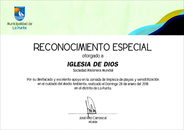 [Peru] Special Certificate of Appreciation from Mayor of La Punta District - World Mission Society Church of God 